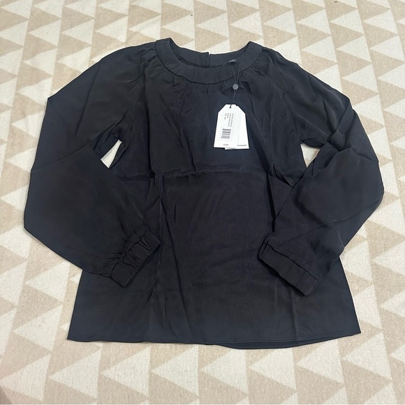 Universal standard Selene gathered neck blouse in black - Picture 1 of 2